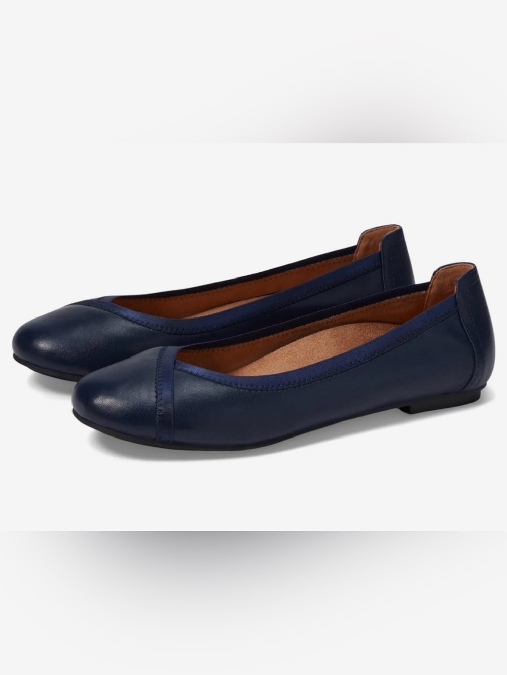 Vionic Navy Carrol Ballet Flats Leather Size 5.5 Like New Condition Comfortable